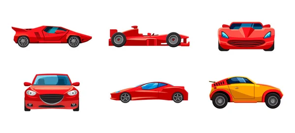 Super coche icono conjunto, estilo de dibujos animados — Vector de stock