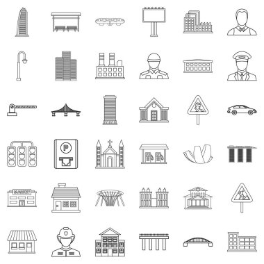 Belediye Meclisi Icons set, anahat stili
