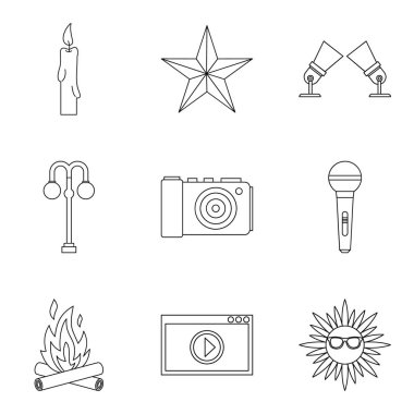İleri Icons set, anahat stili Parlatıcı