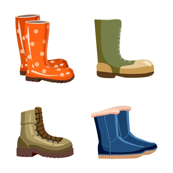 Ensemble d'icônes de bottes, style dessin animé — Image vectorielle