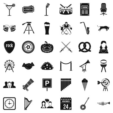 Toplantı Icons set, basit tarzı