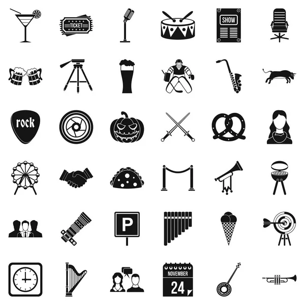 Conjunto de iconos de reunión, estilo simple — Vector de stock