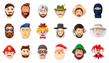 Adam baş simge seti, karikatür tarzı