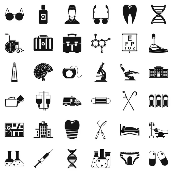 Conjunto de iconos de centro de salud, estilo simple — Archivo Imágenes Vectoriales