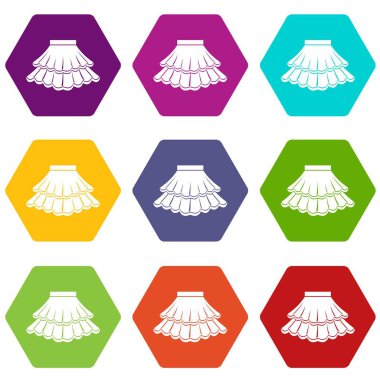 Renk altı yüzlü etek Icon set