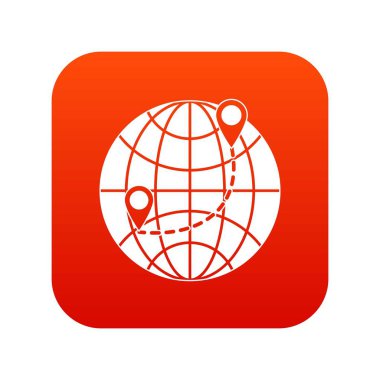 Küre simgesi dijital kırmızı