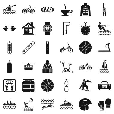 İnsan sağlığı Icons set, basit tarzı