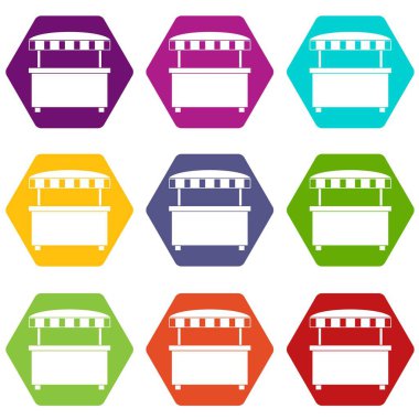 Tente simgesi olan sokak durak rengi altı yüzlü ayarla