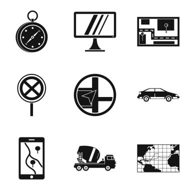 Konum yolu Icons set, basit tarzı
