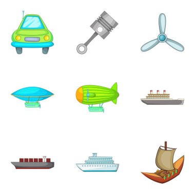 Ulaşım Icons set, karikatür tarzı