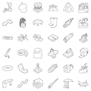 Meteorolojik Icons set, anahat stili