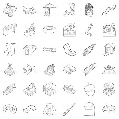 Hava ortamı Icons set, anahat stili