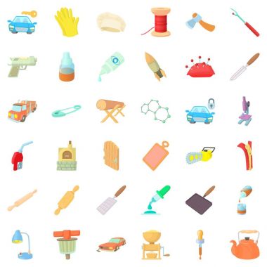 El sanatları üretim Icons set, karikatür tarzı