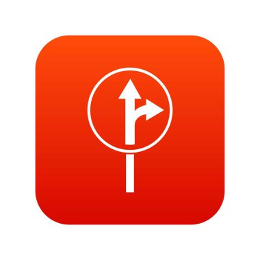 Düz veya sağa dönüş öncesinde yol işareti simgesi dijital kırmızı