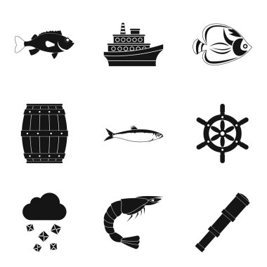 Deniz çevresinin Icons set, basit tarzı