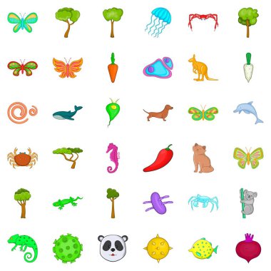 Biyo dünya Icons set, karikatür tarzı