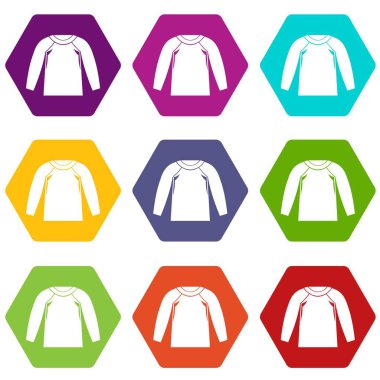 Spor ceket, renk altı yüzlü Icon set