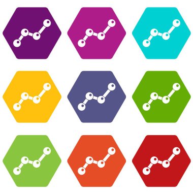 Renk altı yüzlü grafik istatistikleri satır Icon set