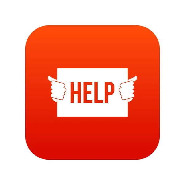 Ícone de ajuda vermelho digital — Vetor de Stock