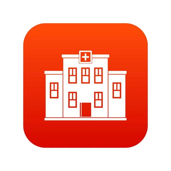 도시 병원 건물 아이콘 디지털 빨간색 — 스톡 벡터