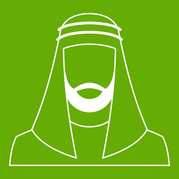 Arabischer Mann mit traditionellem muslimischen Hut Symbol grün — Stockvektor