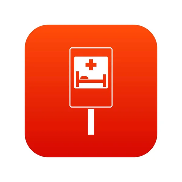 Символ значка лікарняного дорожнього знака цифровий червоний — стоковий вектор