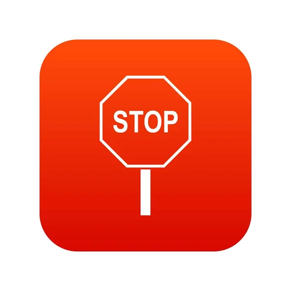 Stop cartello stradale icona digitale rosso — Vettoriale Stock
