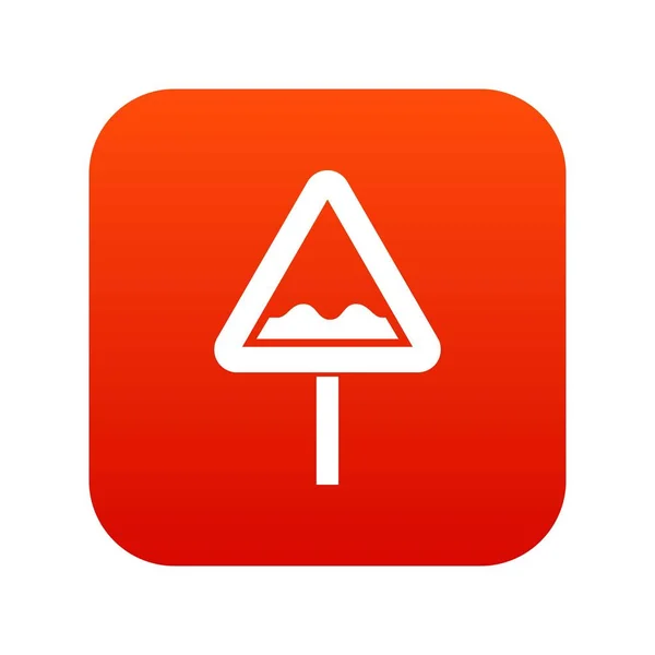 Icono de señal de tráfico triangular desigual rojo digital — Vector de stock