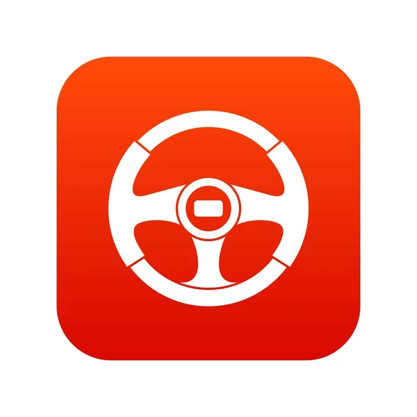Car steering wheel icon digital red — Stock Vector