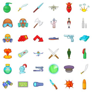 Savunma Icons set, karikatür tarzı