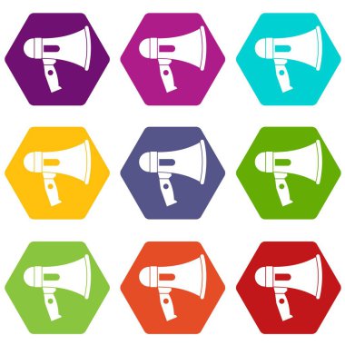 Renk altı yüzlü ağızlık Icon set