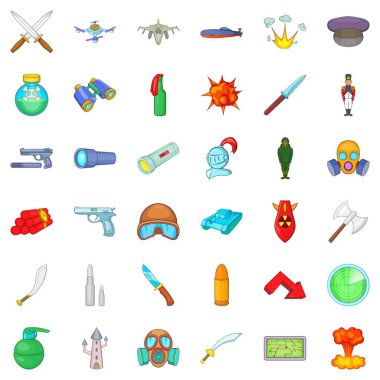 Savunma yeteneği Icons set, karikatür tarzı