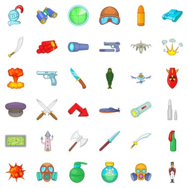 Askerlik Icons set, karikatür tarzı