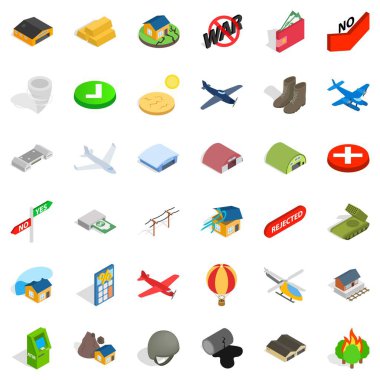 Askeri konularda Icons set, izometrik stili