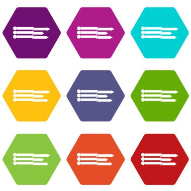 Renk altı yüzlü Infographic okları Icon set