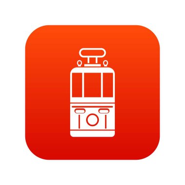 Tramvay Önden Görünüm simgesi dijital kırmızı