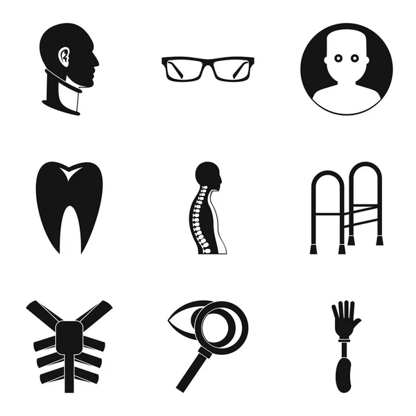 Ensemble d'icônes de traitement médical, style simple — Image vectorielle