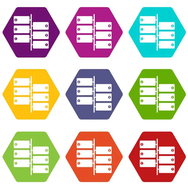 Инфографические блоки на иконке знака набора цветов гексаэдра — стоковый вектор