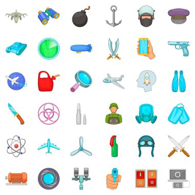 Askerlik Görevi Icons set, karikatür tarzı