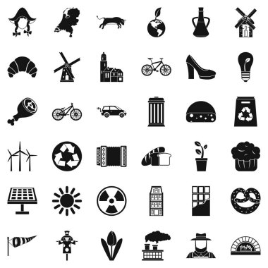 Değirmen Icons set, basit tarzı
