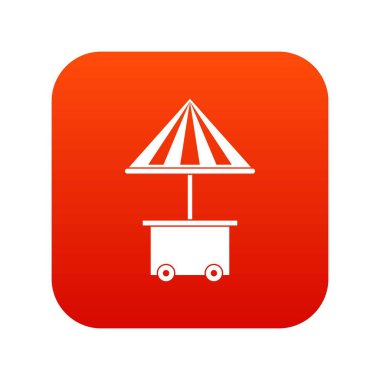 Satılık gıda simge dijital kırmızı şemsiye ile mobil sepeti