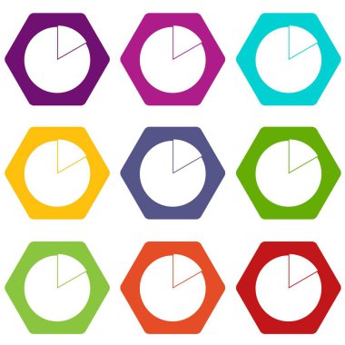 Renk altı yüzlü iş pasta grafik Icon set