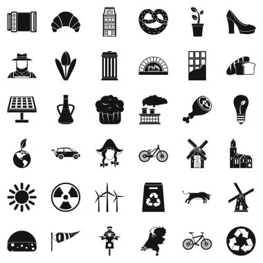 Rüzgar Türbini Icons set, basit tarzı