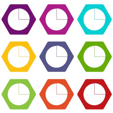 Renk altı yüzlü grafik grafik istatistik Icon set