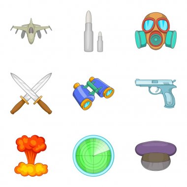 Askeri madde Icons set, karikatür tarzı