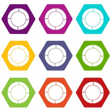 Diyagram pasta grafiği ile okları simge renk altı yüzlü ayarla