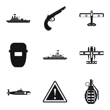 Askeri kaynakları Icons set, basit tarzı