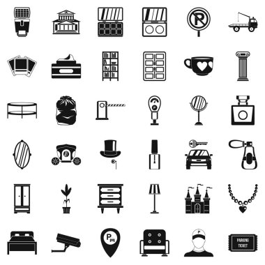 Ev atmosferi Icons set, basit tarzı