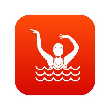 Yüzücü bir Yüzme Havuzu simgesi dijital kırmızı