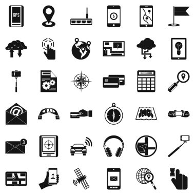 Kablosuz widget Icons set, basit tarzı